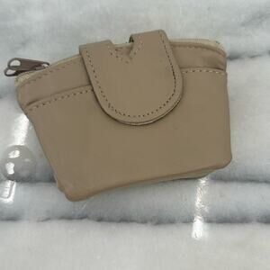 NWT cream leather coin purse